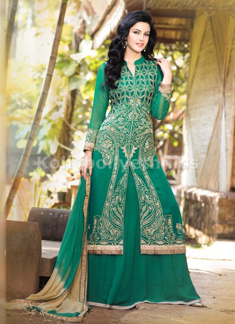 green muslim bridal lehenga